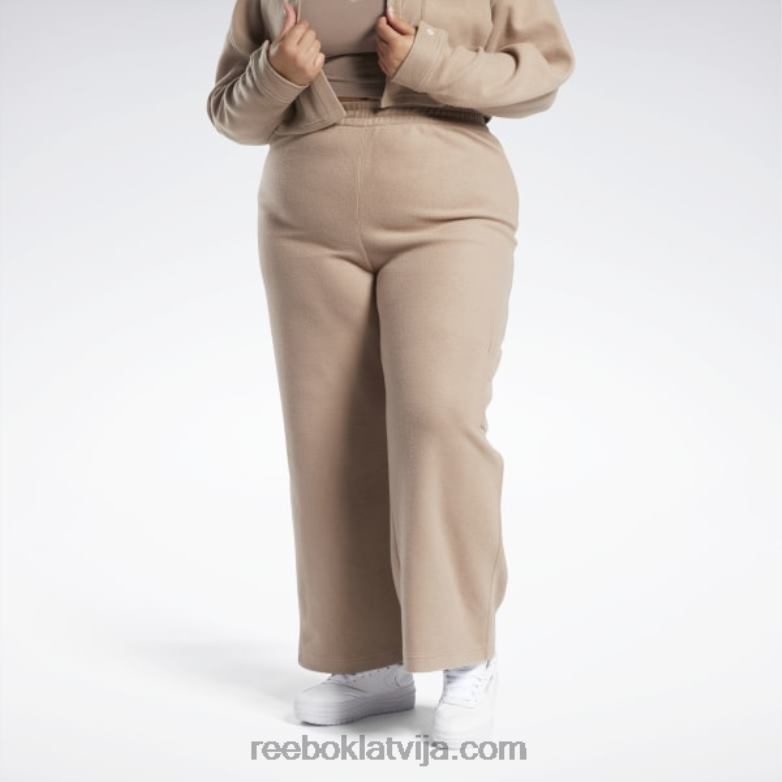 klasiskas reversās flīsa platas bikses (plus izmērs) sievietes 0T464819 Reebok taupe