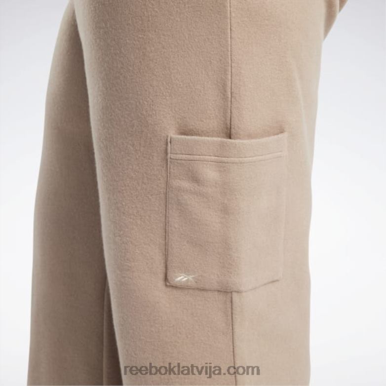 klasiskas reversās flīsa platas bikses (plus izmērs) sievietes 0T464819 Reebok taupe
