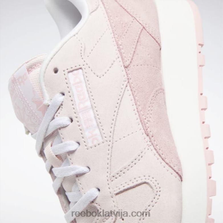 klasiskas ādas sieviešu apavi0T464205 Reebok porcelāna rozā/rozā mirdzums/ftwr balts