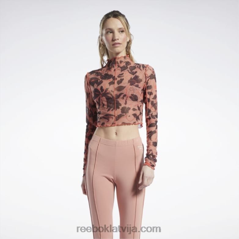 klasiski plaukstošs ziedu apdrukas tīklveida krekls ar garām piedurknēm sievietes 0T464706 Reebok kanjona koraļļi