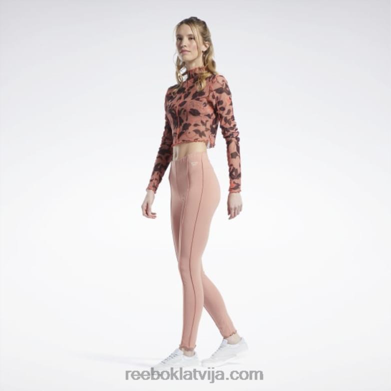 klasiski plaukstošs ziedu apdrukas tīklveida krekls ar garām piedurknēm sievietes 0T464706 Reebok kanjona koraļļi