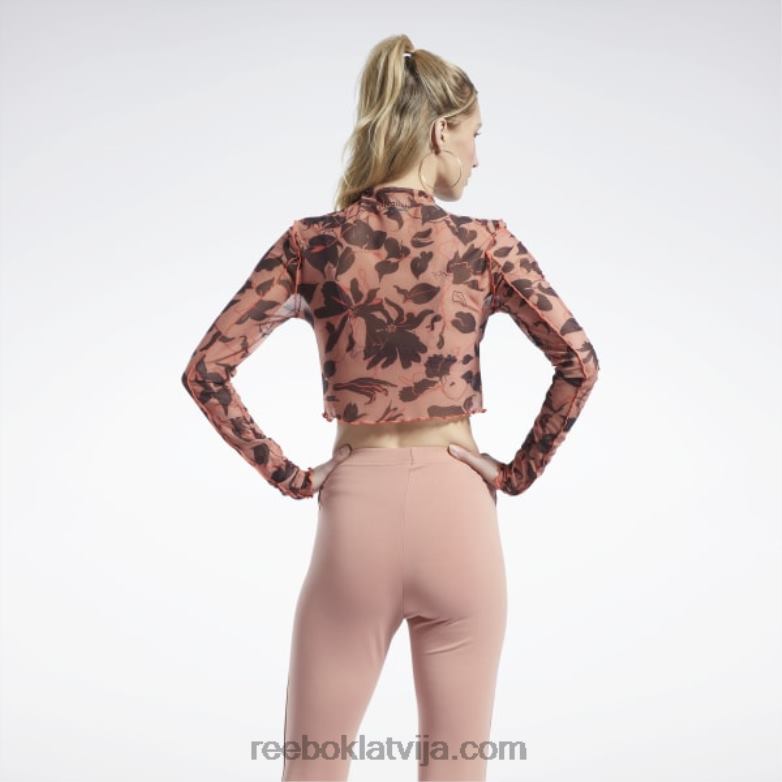 klasiski plaukstošs ziedu apdrukas tīklveida krekls ar garām piedurknēm sievietes 0T464706 Reebok kanjona koraļļi