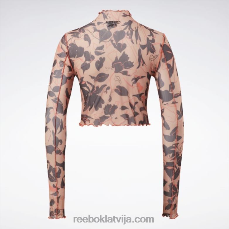 klasiski plaukstošs ziedu apdrukas tīklveida krekls ar garām piedurknēm sievietes 0T464706 Reebok kanjona koraļļi