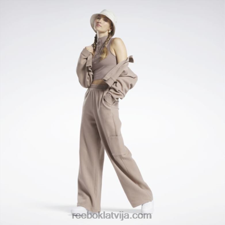 klasisks apgriezts pieguļošs džersija tops sievietes 0T464748 Reebok taupe