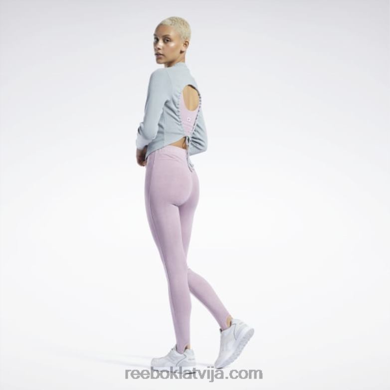 klasisks dabīgas krāsas rievotu krekls ar garām piedurknēm sievietes 0T464619 Reebok tīri pelēks 3