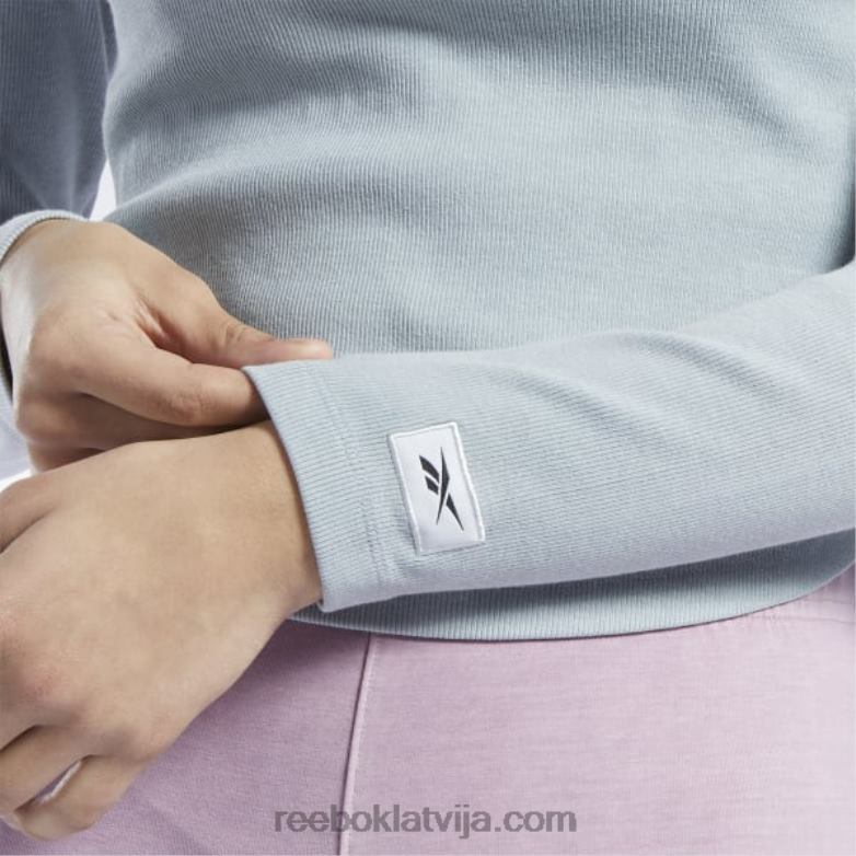 klasisks dabīgas krāsas rievotu krekls ar garām piedurknēm sievietes 0T464619 Reebok tīri pelēks 3