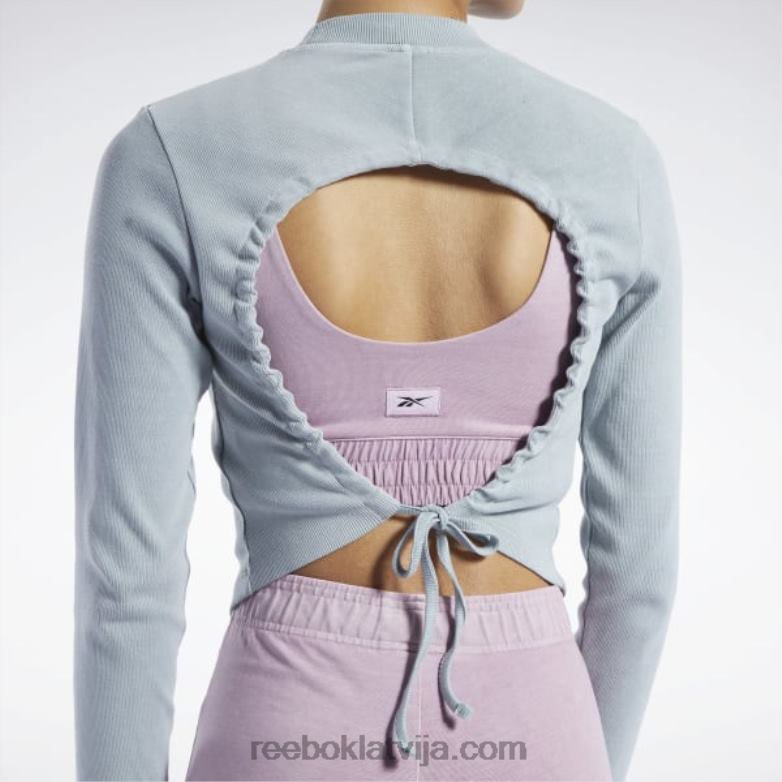 klasisks dabīgas krāsas rievotu krekls ar garām piedurknēm sievietes 0T464619 Reebok tīri pelēks 3