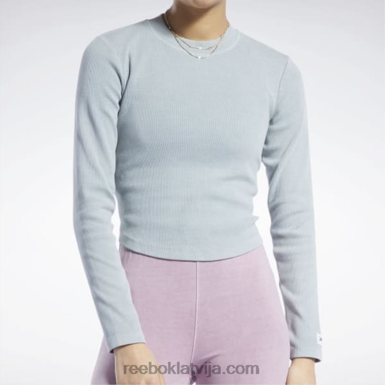 klasisks dabīgas krāsas rievotu krekls ar garām piedurknēm sievietes 0T464619 Reebok tīri pelēks 3