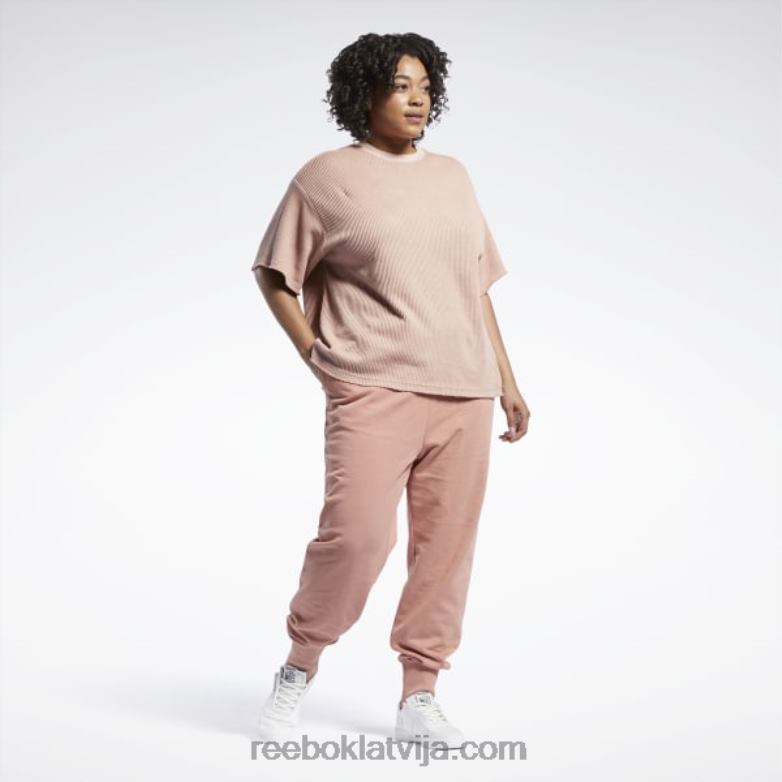 klasisks dabīgas krāsas vafeļu t-krekls (plus izmērs) sievietes 0T464982 Reebok kanjona koraļļi