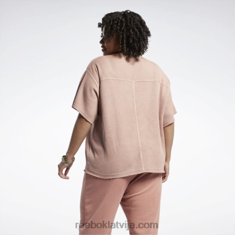 klasisks dabīgas krāsas vafeļu t-krekls (plus izmērs) sievietes 0T464982 Reebok kanjona koraļļi