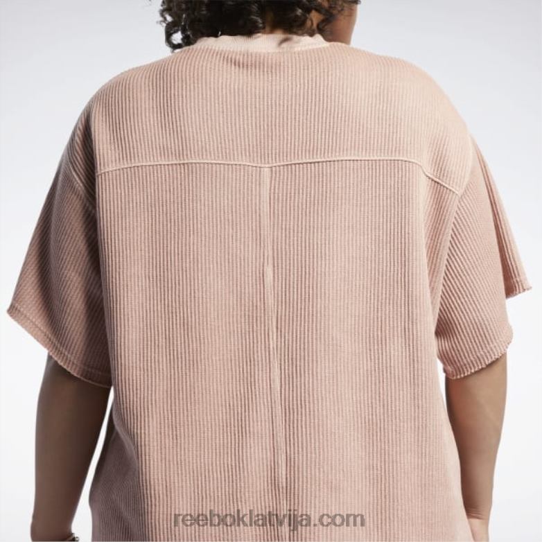 klasisks dabīgas krāsas vafeļu t-krekls (plus izmērs) sievietes 0T464982 Reebok kanjona koraļļi