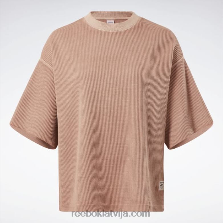 klasisks dabīgas krāsas vafeļu t-krekls (plus izmērs) sievietes 0T464982 Reebok kanjona koraļļi