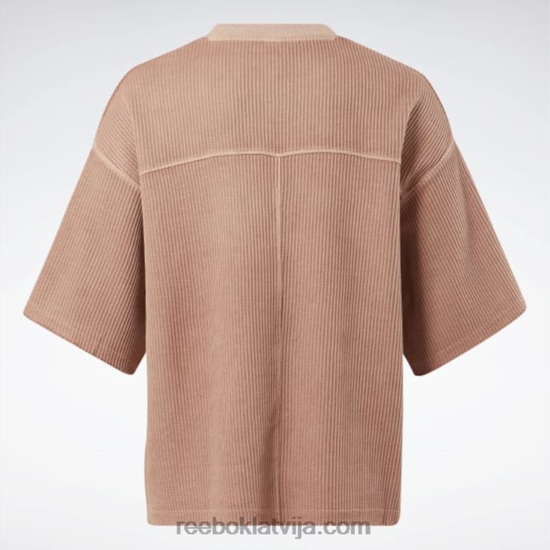 klasisks dabīgas krāsas vafeļu t-krekls (plus izmērs) sievietes 0T464982 Reebok kanjona koraļļi