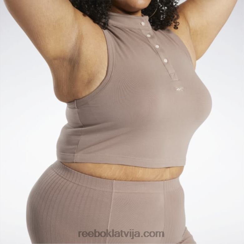 klasisks kokvilnas džersija tops (plus izmērs) sievietes 0T464764 Reebok taupe