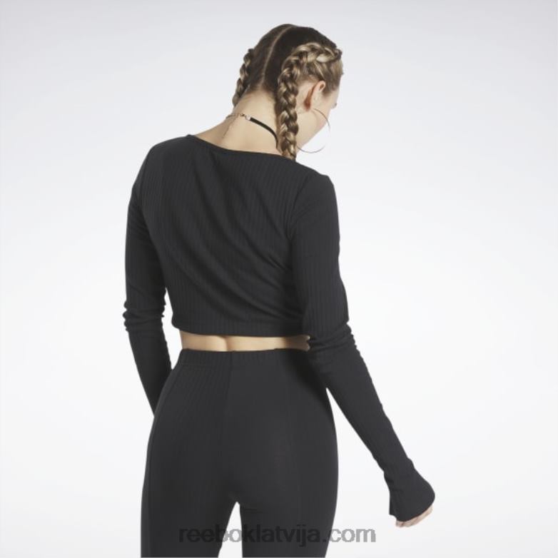 klasisks krekls ar garām piedurknēm sievietes 0T464782 Reebok melns