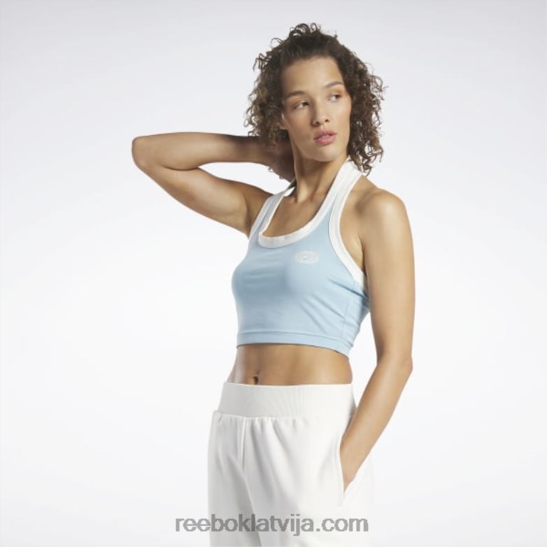 klasiskās grafiskās halter tank top sievietes 0T464913 Reebok zila pērle