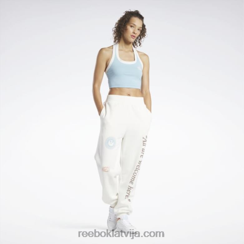 klasiskās grafiskās halter tank top sievietes 0T464913 Reebok zila pērle