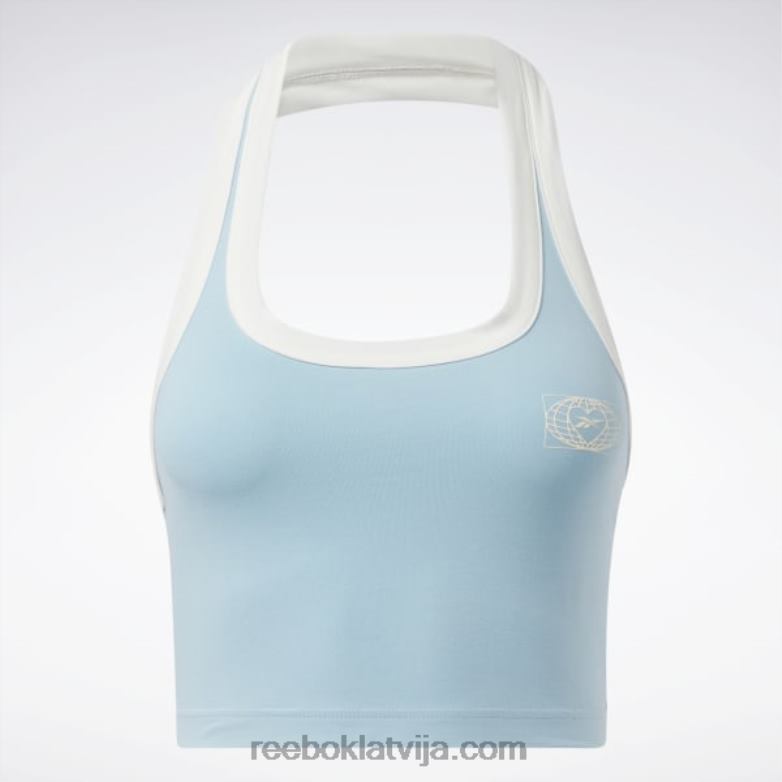klasiskās grafiskās halter tank top sievietes 0T464913 Reebok zila pērle