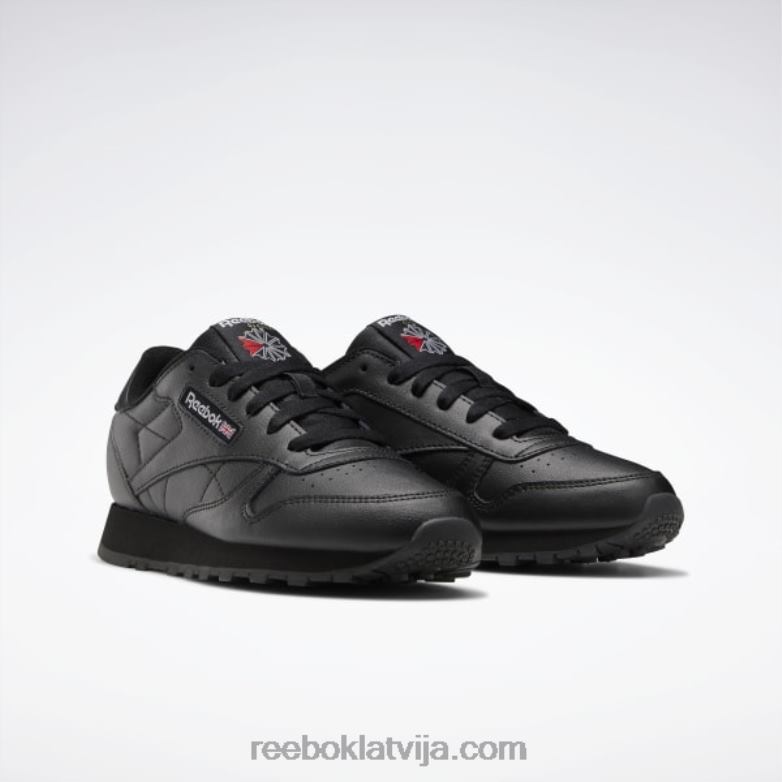 klasiskās ādas apavi - klases skola bērni 0T4641421 Reebok kodols melns