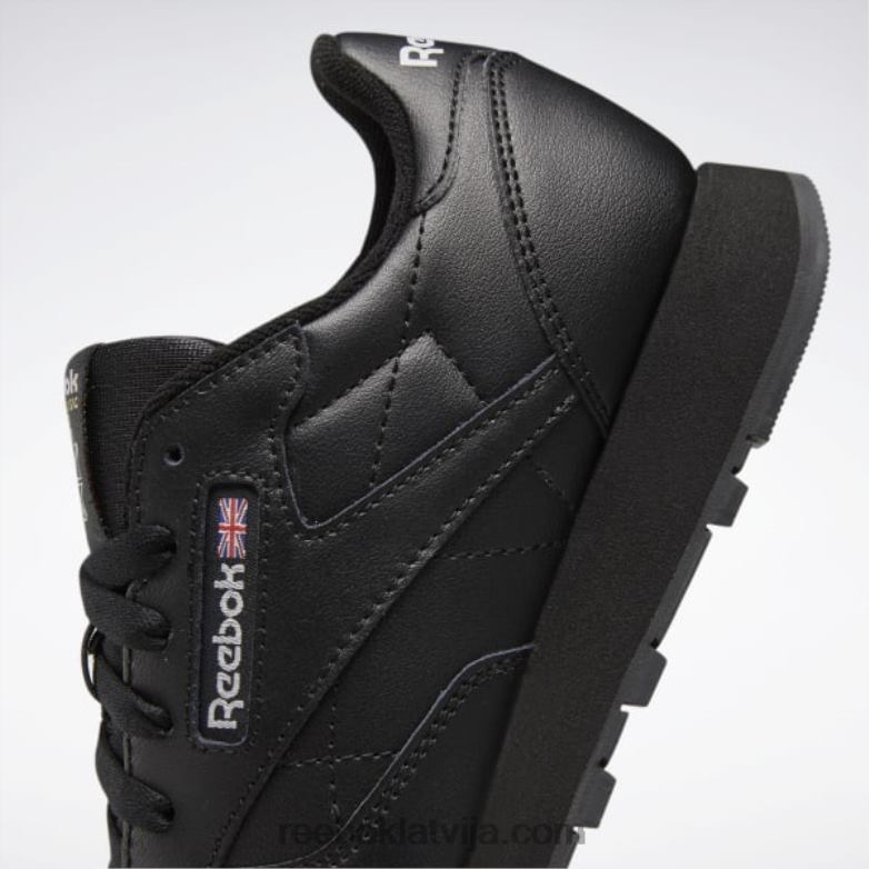 klasiskās ādas apavi - klases skola bērni 0T4641421 Reebok kodols melns