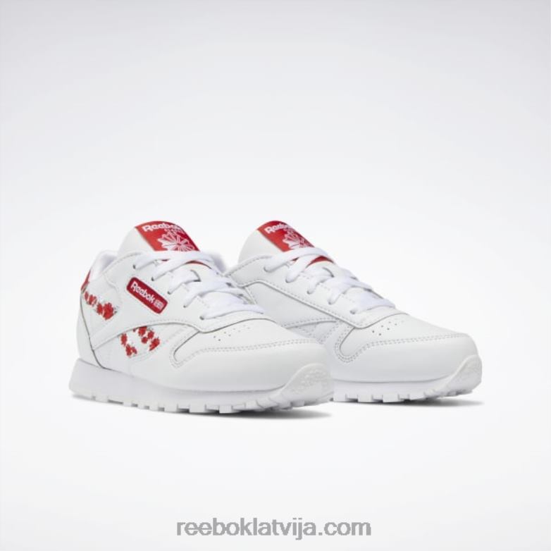 klasiskās ādas apavi - pirmsskolas vecuma bērni 0T4641440 Reebok ftwr balts/vektorsarkans