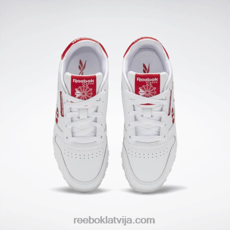 klasiskās ādas apavi - pirmsskolas vecuma bērni 0T4641440 Reebok ftwr balts/vektorsarkans