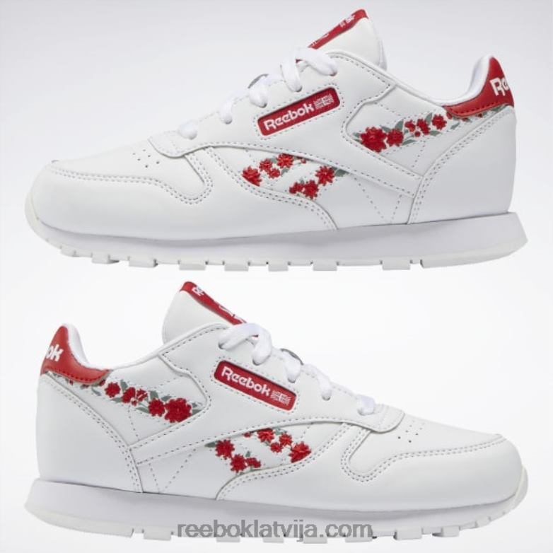 klasiskās ādas apavi - pirmsskolas vecuma bērni 0T4641440 Reebok ftwr balts/vektorsarkans