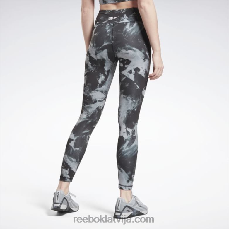 legingi ar mītu apdruku sievietes 0T464755 Reebok melns