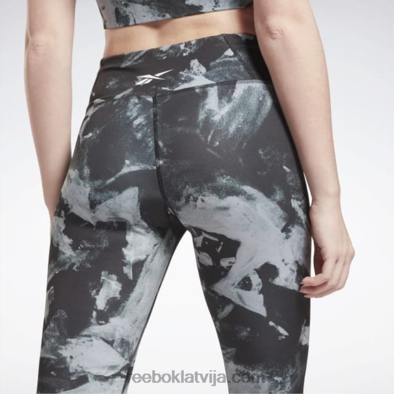 legingi ar mītu apdruku sievietes 0T464755 Reebok melns