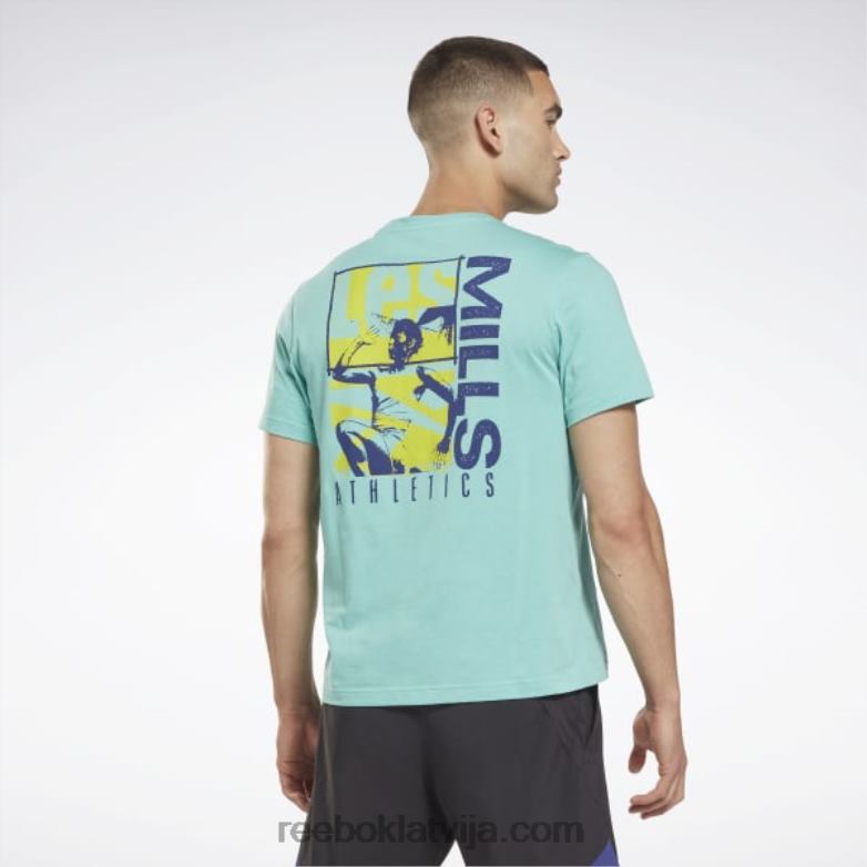 les Mills grafiskais t-krekls vīriešiem 0T4641313 Reebok daļēji klasiska zilganzaļa