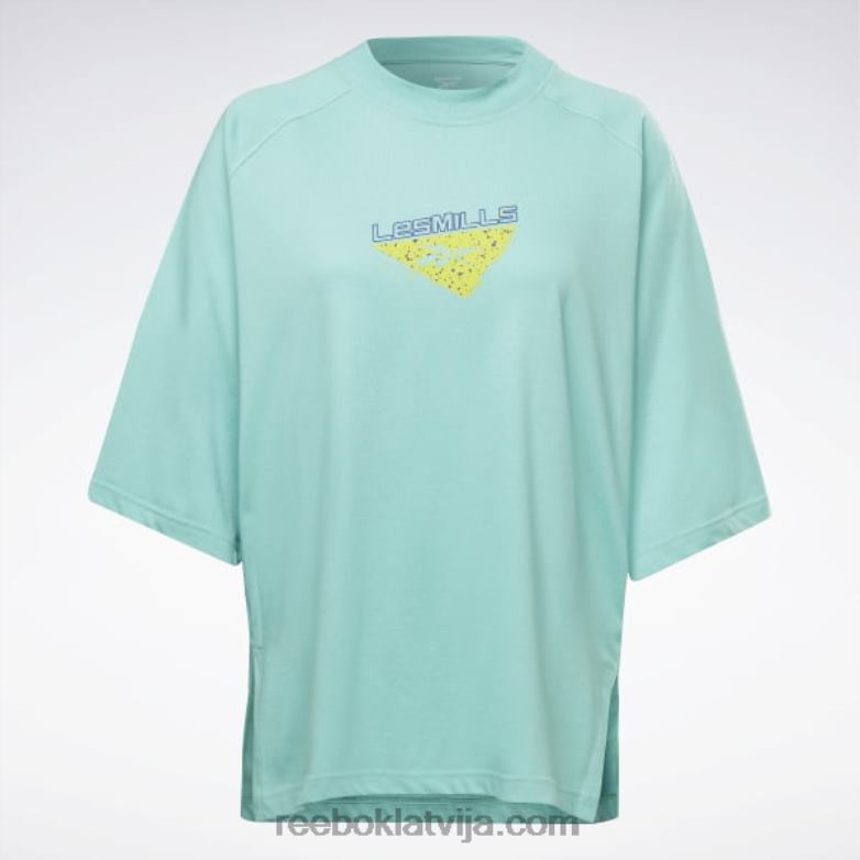 les Mills slāņu t-krekls sievietes 0T464720 Reebok daļēji klasiska zilganzaļa