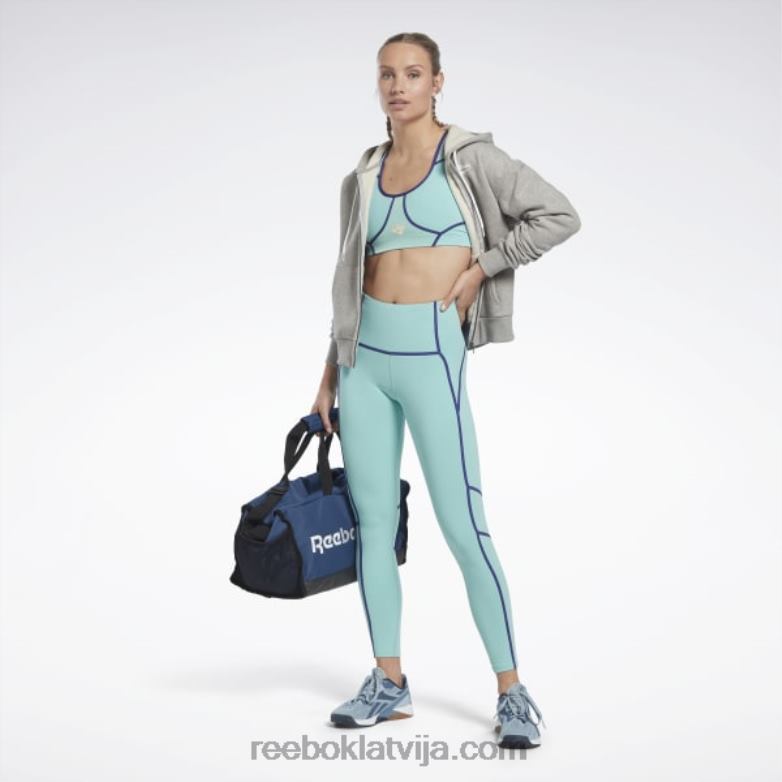 les mills colorblock legingi sievietes 0T464507 Reebok daļēji klasiska zilganzaļa