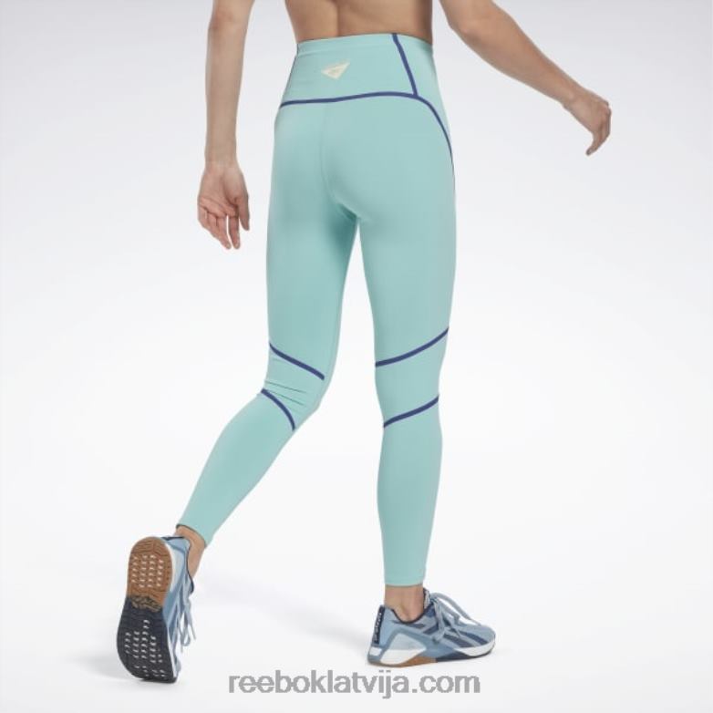les mills colorblock legingi sievietes 0T464507 Reebok daļēji klasiska zilganzaļa