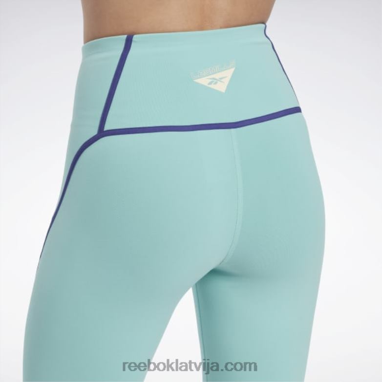les mills colorblock legingi sievietes 0T464507 Reebok daļēji klasiska zilganzaļa