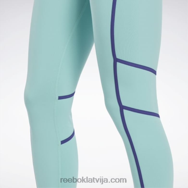 les mills colorblock legingi sievietes 0T464507 Reebok daļēji klasiska zilganzaļa