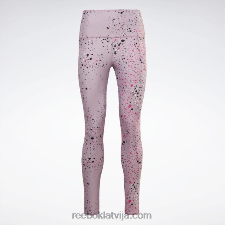 lux 20 daudzkrāsaini plankumaini legingi sievietes 0T464388 Reebok uzliets ceriņš