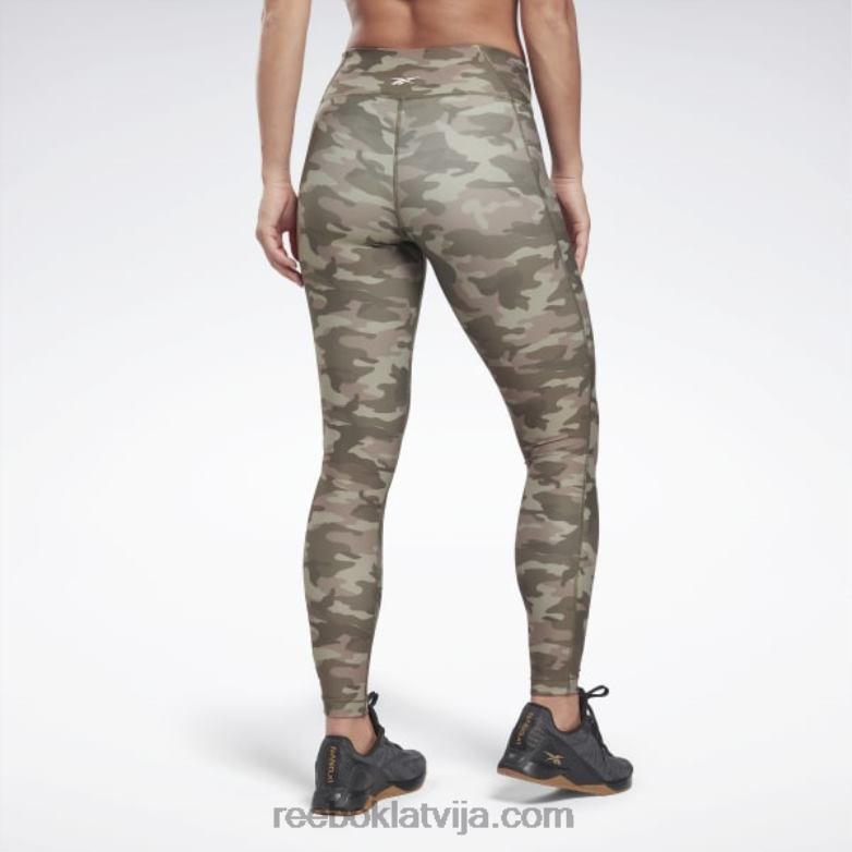 lux bold camo print zeķubikses sievietes 0T464642 Reebok Zaļā armija