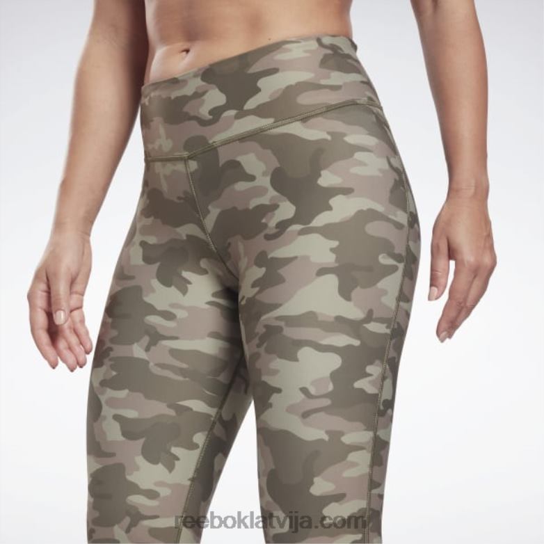 lux bold camo print zeķubikses sievietes 0T464642 Reebok Zaļā armija