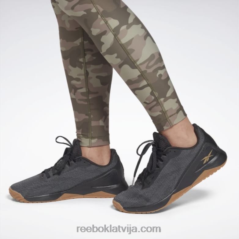 lux bold camo print zeķubikses sievietes 0T464642 Reebok Zaļā armija