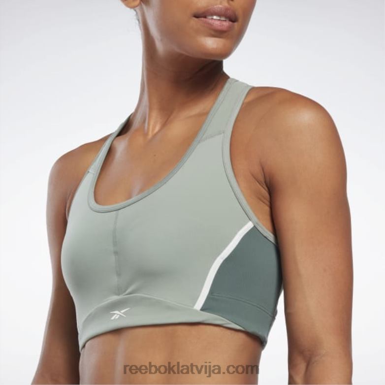 lux racer polsterēts colorblock krūšturis sievietes 0T464658 Reebok harmonija zaļa