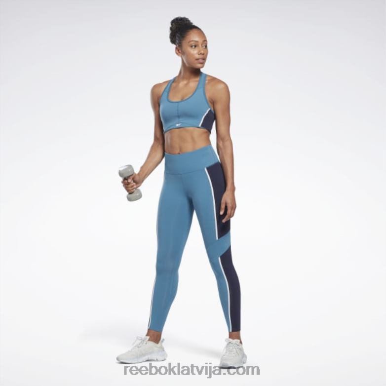 lux racer polsterēts colorblock krūšturis sievietes 0T464778 Reebok tēraudzils s23-r
