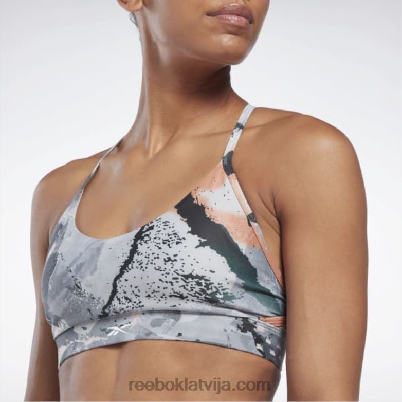 lux strappy allover print treknrakstā krūšturis sievietes 0T464508 Reebok tīri pelēks 3