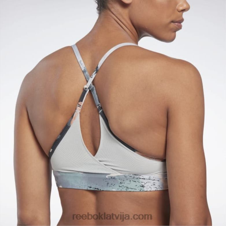 lux strappy allover print treknrakstā krūšturis sievietes 0T464508 Reebok tīri pelēks 3