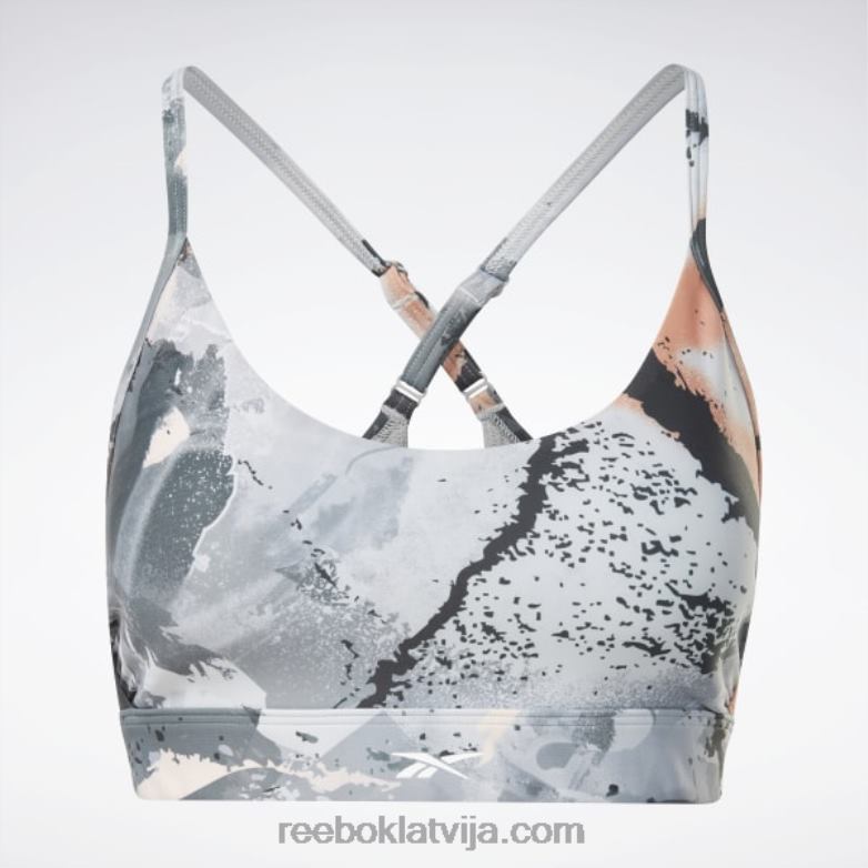 lux strappy allover print treknrakstā krūšturis sievietes 0T464508 Reebok tīri pelēks 3