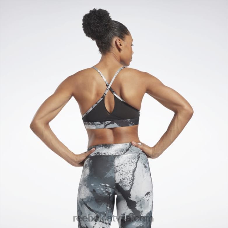 lux strappy allover print treknrakstā krūšturis sievietes 0T464715 Reebok melns