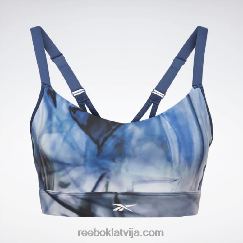 lux strappy liquid abyss print sporta krūšturis sievietes 0T464873 Reebok būtiski zils