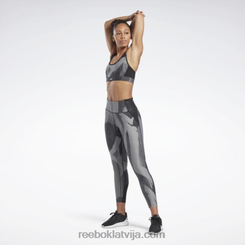 lux veikt allover print sacīkšu krūšturis sievietes 0T464791 Reebok melns