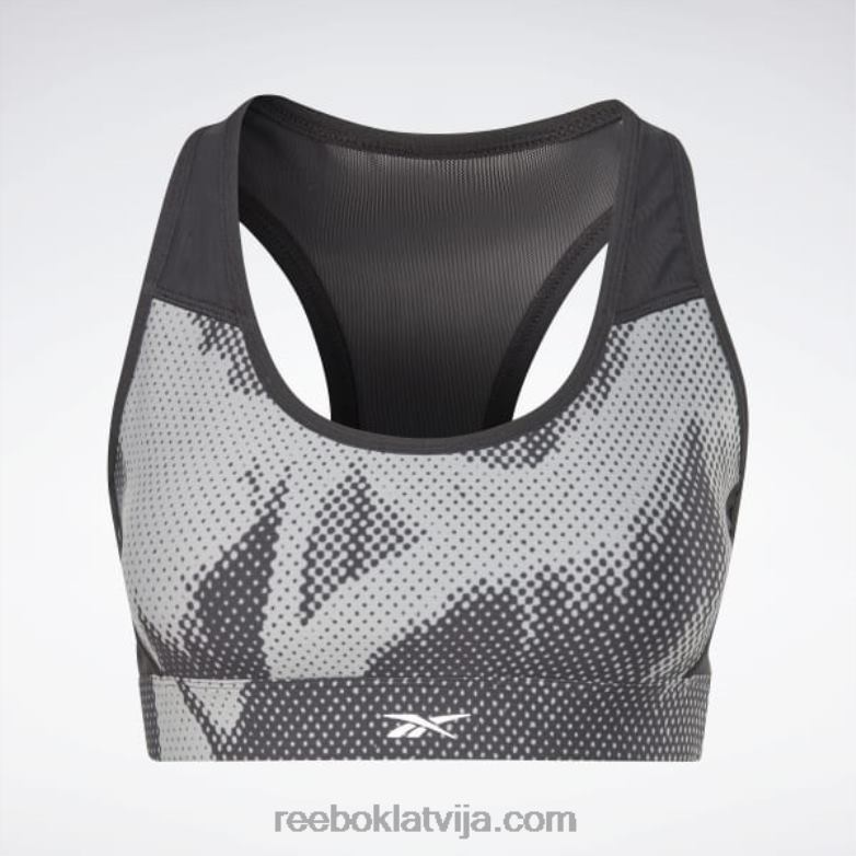 lux veikt allover print sacīkšu krūšturis sievietes 0T464791 Reebok melns