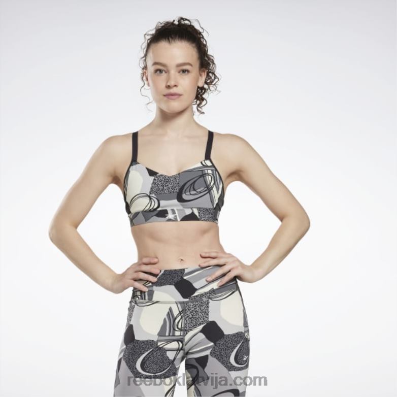 lux veikt grafiski strapy krūšturis sievietes 0T464608 Reebok melns