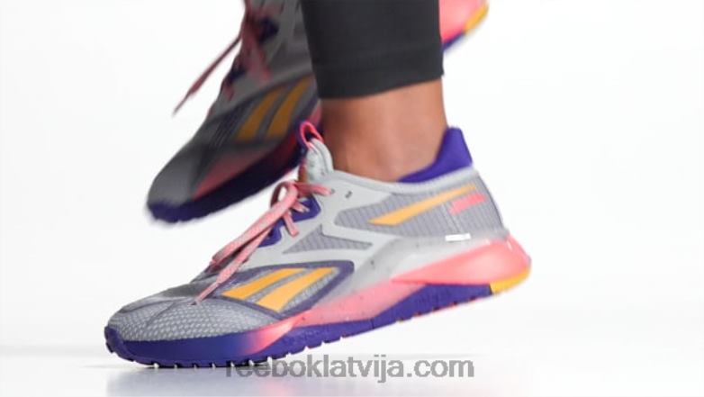 nano x2 tr piedzīvojumu sieviešu treniņu apavi0T464328 Reebok tīri pelēks 3/trekns violets/oranžs uzliesmojums